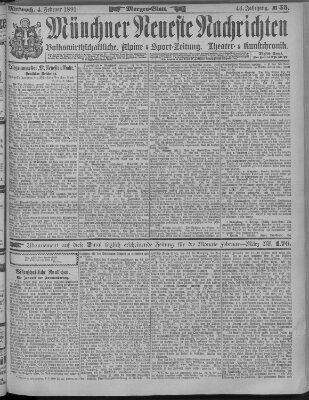 Münchner neueste Nachrichten Mittwoch 4. Februar 1891