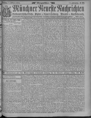 Münchner neueste Nachrichten Freitag 6. Februar 1891
