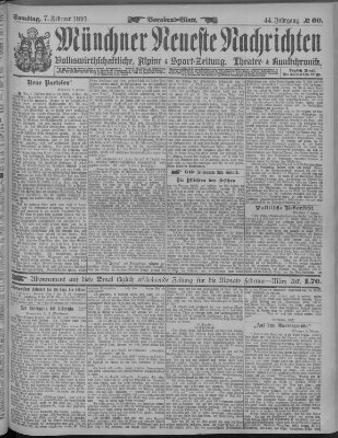 Münchner neueste Nachrichten Samstag 7. Februar 1891