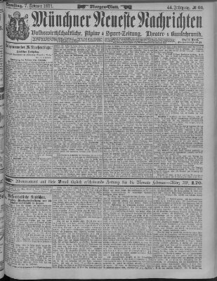 Münchner neueste Nachrichten Samstag 7. Februar 1891