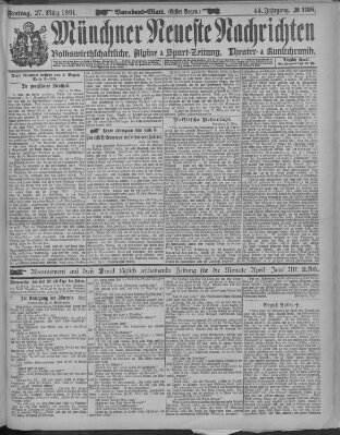 Münchner neueste Nachrichten Freitag 27. März 1891
