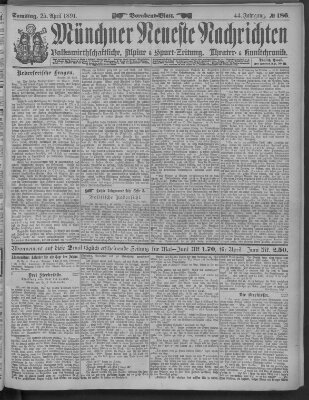 Münchner neueste Nachrichten Samstag 25. April 1891