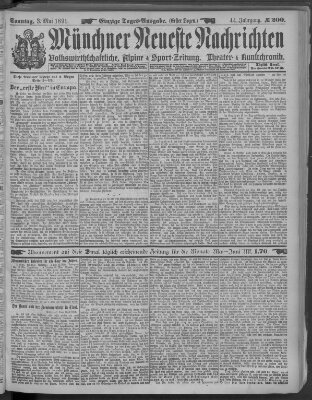 Münchner neueste Nachrichten Sonntag 3. Mai 1891