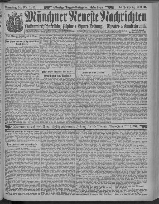 Münchner neueste Nachrichten Sonntag 10. Mai 1891