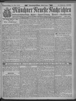 Münchner neueste Nachrichten Donnerstag 14. Mai 1891