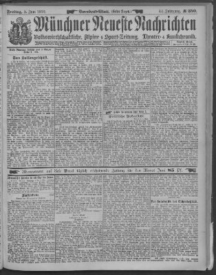Münchner neueste Nachrichten Freitag 5. Juni 1891