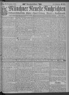 Münchner neueste Nachrichten Freitag 20. November 1891