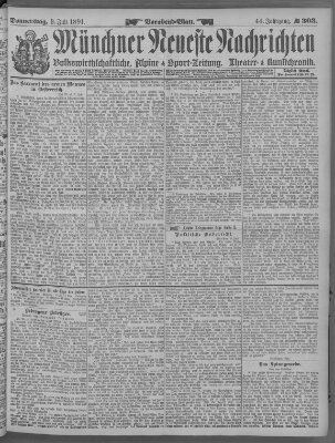 Münchner neueste Nachrichten Donnerstag 9. Juli 1891