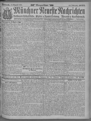 Münchner neueste Nachrichten Mittwoch 19. August 1891