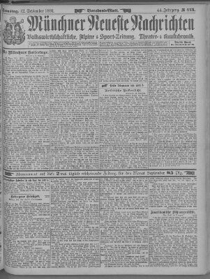 Münchner neueste Nachrichten Samstag 12. September 1891