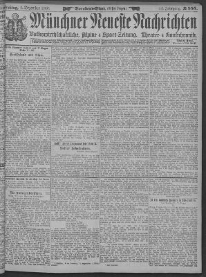 Münchner neueste Nachrichten Freitag 4. Dezember 1891