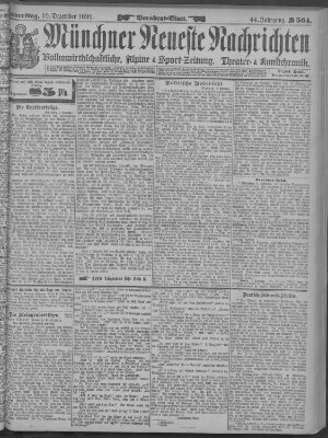 Münchner neueste Nachrichten Donnerstag 10. Dezember 1891
