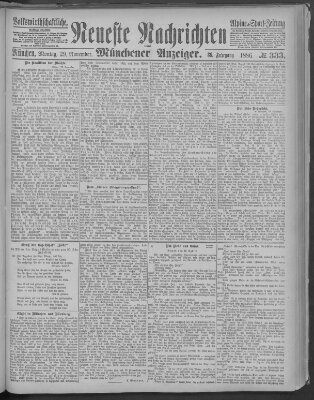 Neueste Nachrichten und Münchener Anzeiger (Münchner neueste Nachrichten) Montag 29. November 1886