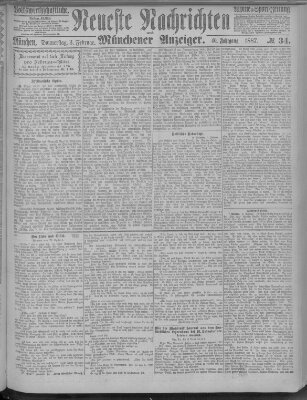 Neueste Nachrichten und Münchener Anzeiger (Münchner neueste Nachrichten) Donnerstag 3. Februar 1887