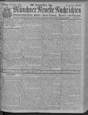 Münchner neueste Nachrichten Freitag 31. Oktober 1890