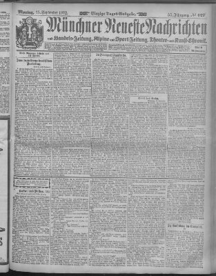 Münchner neueste Nachrichten Montag 15. September 1902
