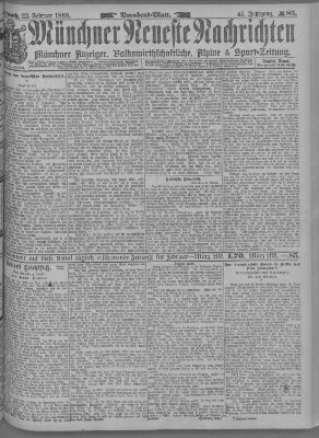 Münchner neueste Nachrichten Mittwoch 22. Februar 1888