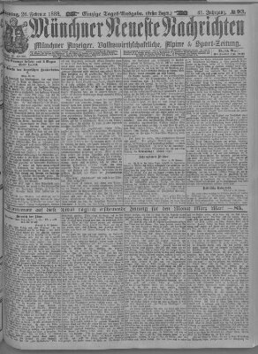 Münchner neueste Nachrichten Sonntag 26. Februar 1888