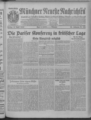 Münchner neueste Nachrichten Freitag 19. April 1929