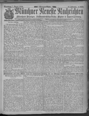 Münchner neueste Nachrichten Dienstag 7. August 1888