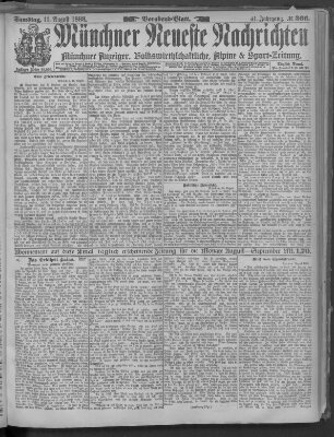 Münchner neueste Nachrichten Samstag 11. August 1888