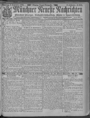 Münchner neueste Nachrichten Sonntag 9. September 1888