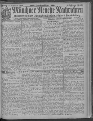 Münchner neueste Nachrichten Freitag 14. September 1888