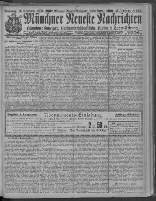 Münchner neueste Nachrichten Sonntag 16. September 1888