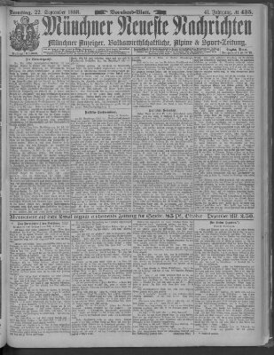 Münchner neueste Nachrichten Samstag 22. September 1888