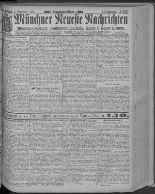 Münchner neueste Nachrichten Donnerstag 8. November 1888