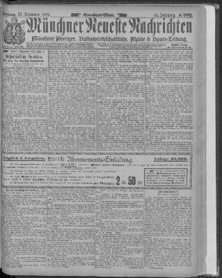 Münchner neueste Nachrichten Freitag 21. Dezember 1888