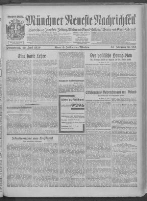 Münchner neueste Nachrichten Donnerstag 13. Juni 1929