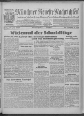 Münchner neueste Nachrichten Freitag 28. Juni 1929