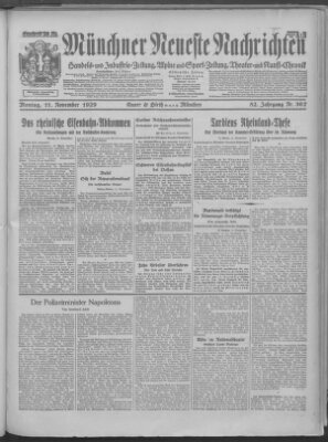 Münchner neueste Nachrichten Montag 11. November 1929