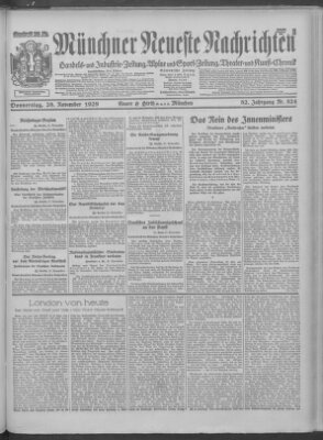 Münchner neueste Nachrichten Donnerstag 28. November 1929