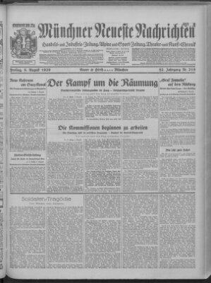 Münchner neueste Nachrichten Freitag 9. August 1929