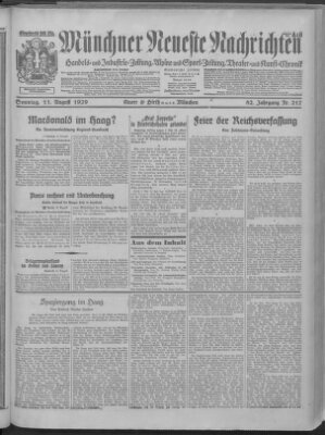 Münchner neueste Nachrichten Sonntag 11. August 1929