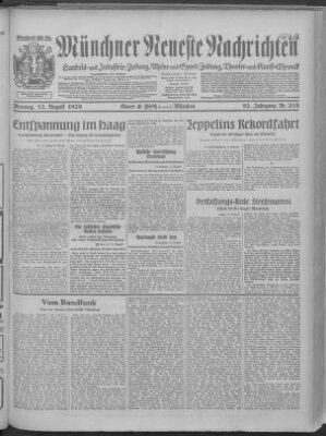 Münchner neueste Nachrichten Montag 12. August 1929