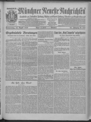 Münchner neueste Nachrichten Donnerstag 22. August 1929