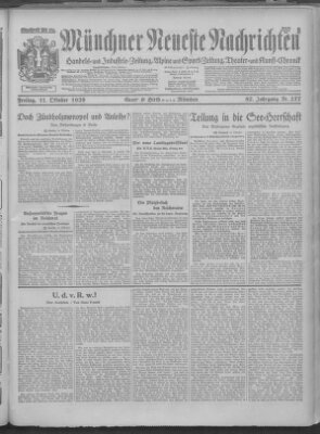 Münchner neueste Nachrichten Freitag 11. Oktober 1929