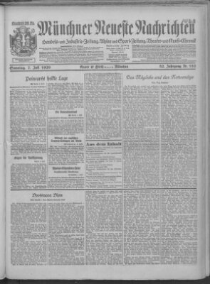 Münchner neueste Nachrichten Sonntag 7. Juli 1929