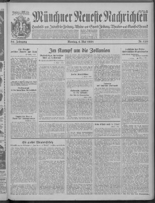 Münchner neueste Nachrichten Montag 4. Mai 1931