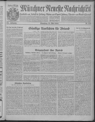 Münchner neueste Nachrichten Dienstag 12. Mai 1931