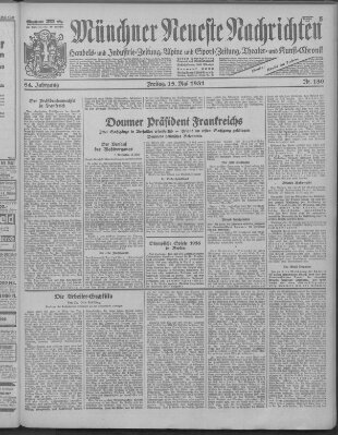 Münchner neueste Nachrichten Freitag 15. Mai 1931
