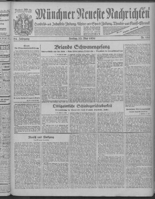Münchner neueste Nachrichten Freitag 22. Mai 1931