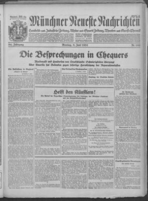 Münchner neueste Nachrichten Montag 8. Juni 1931