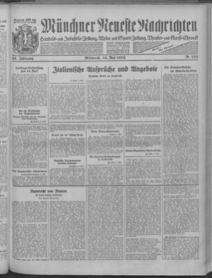 Münchner neueste Nachrichten Mittwoch 18. Mai 1932