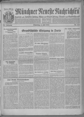 Münchner neueste Nachrichten Samstag 4. Juli 1931