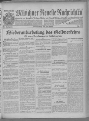 Münchner neueste Nachrichten Donnerstag 16. Juli 1931