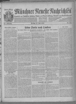 Münchner neueste Nachrichten Freitag 17. Juli 1931
